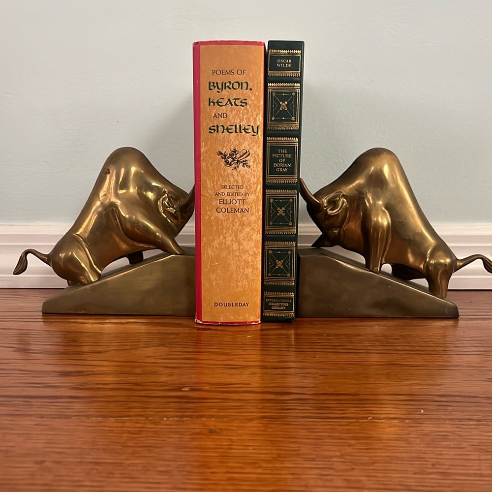 Brass Bulls Vintage Bookends Heavy Brass Taurus Book idea Book end